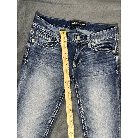 Womens Express Stella Boot Leg Low Rise Denim Blue Jeans Size 4 - Picture 7 of 11